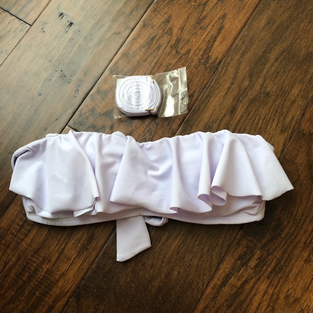 Light Lavender Ruffle Bandeau Bikini Top